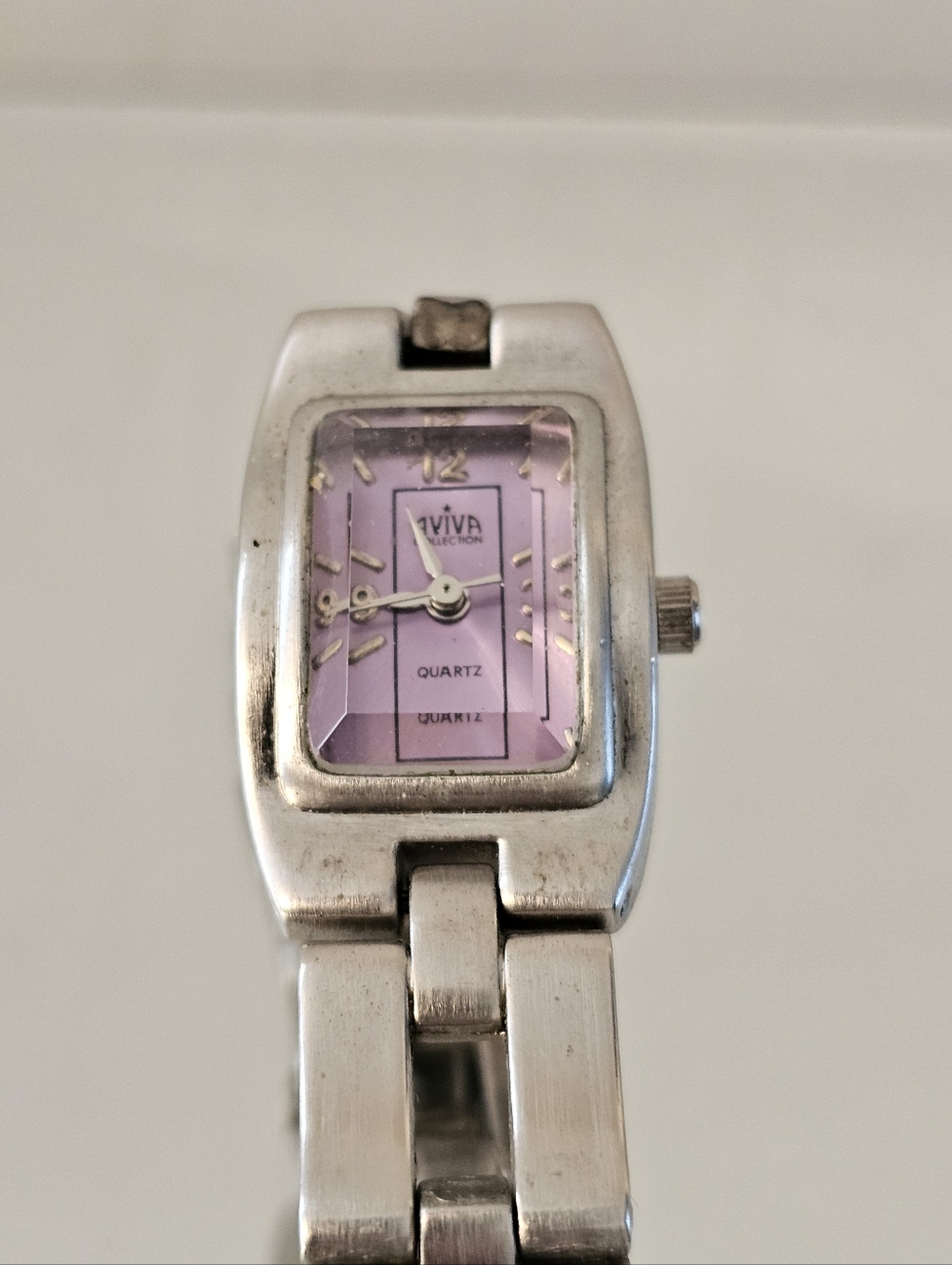 Aviva Collection Women's Silver Stainless Steel Watch with Lavender Dial